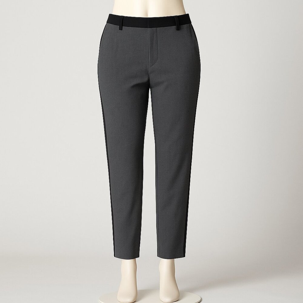 George Women’s Gray Ankle Dress Pants Size 12 Black Trim